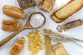 Food with gluten base on white and whole floor,on white background