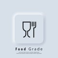 Food grade icon. Food safe material sign. Food grade icons. Wine glass and fork symbols.Icon for safe and non-safe use with food