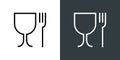 Food grade icon pictogram plastic contact fork and glass symbol. Food grade hygiene packaging sign