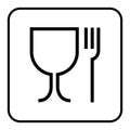 Food grade icon pictogram plastic contact fork and glass symbol. Food grade hygiene packaging sign