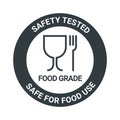 Food grade icon pictogram plastic contact fork and glass symbol. Food grade hygiene packaging sign