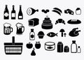 Food. Grocery. Icons set. Vector stock illustration isolated on white background.