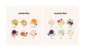 Food guide for healthy eating concept. Vector flat design various soluble and insoluble colorful fiber sources products symbol in