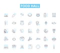 Food hall linear icons set. Variety, Cuisine, Foodie, Gourmet, Local, Artisan, Fresh line vector and concept signs