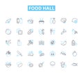 Food hall linear icons set. Variety, Cuisine, Foodie, Gourmet, Local, Artisan, Fresh line vector and concept signs