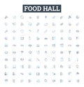 Food hall vector line icons set. Food, hall, eatery, cafeteria, canteen, buffet, bistro illustration outline concept