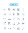 Food hall vector line icons set. Food, hall, eatery, cafeteria, canteen, buffet, bistro illustration outline concept