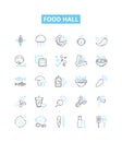 Food hall vector line icons set. Food, hall, eatery, cafeteria, canteen, buffet, bistro illustration outline concept