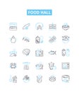 Food hall vector line icons set. Food, hall, eatery, cafeteria, canteen, buffet, bistro illustration outline concept