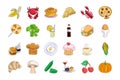 Food Hand Drawn Colored Vector Icons 2 Royalty Free Stock Photo