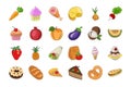 Food Hand Drawn Colored Vector Icons 3 Royalty Free Stock Photo