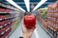 Food hand holding retail supermarket market store grocery apple fruit