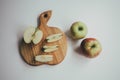 Food, healthy eating and nutrition concept - sliced pumpkin and other vegetables on wooden board Royalty Free Stock Photo