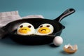 food healthy friendship broken food funny morning breakfast having him faces sad look friends two pan egg fried A