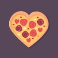 food heart shaped pepperoni pizza Royalty Free Stock Photo