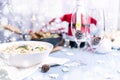 Food for the holiday of Christmas and New Year in Russia. Festiv Royalty Free Stock Photo