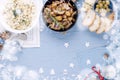 Food for the holiday of Christmas and New Year in Russia. Festiv Royalty Free Stock Photo