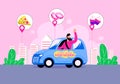 Food home delivery by taxi illustration concept vector