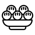 Food hot bowl icon outline vector. Wonton asian