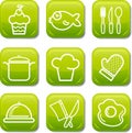 Food icon buttons glossy set