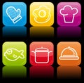 Food icon buttons glossy set