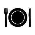Food icon in flat style. Spoon and fork symbol Royalty Free Stock Photo