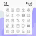 25 Food Icon Set. 100% Editable EPS 10 Files. Business Logo Concept Ideas Line icon design Royalty Free Stock Photo