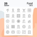 25 Food Icon Set. 100% Editable EPS 10 Files. Business Logo Concept Ideas Line icon design Royalty Free Stock Photo