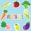 The collection cute and fresh of icons on vegetables cartoon illustation.