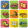 Food icon set flat style Royalty Free Stock Photo