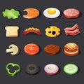 Food icon set. Isometric view