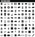 100 food icon set, simple style Royalty Free Stock Photo