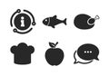 Food icons. Apple fruit with leaf symbol. Vector Royalty Free Stock Photo