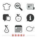 Food icons. Apple and Pear fruit symbols. Royalty Free Stock Photo