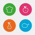 Food icons. Apple and Pear fruit symbols. Royalty Free Stock Photo