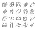 Food icons. Food and Drink line icon set. Vector illustration. Editable stroke.