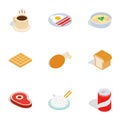 Food icons, isometric 3d style