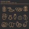 Food icons in linear ethnic style