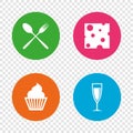 Food icons. Muffin cupcake symbol. Fork, spoon. Royalty Free Stock Photo