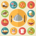 Food icons set for cooking, restaurant, fast food