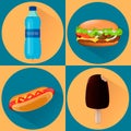 Food icons. Set of four illustrations