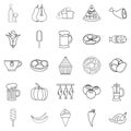 Food icons set, outline style