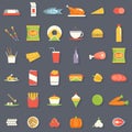 Food Icons and Symbols Set Retro Flat Vector Illustration Royalty Free Stock Photo