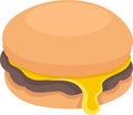 food illustration image, burger bun with meat and delicious melted cream cheese