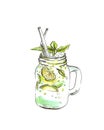 food illustration of a mojito in a jar Royalty Free Stock Photo