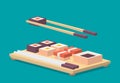 Food illustration - sushi roll with nori. Modern 3d flat design isometric concept