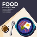 Food illustration top view vector