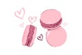 French dessert macaroon. Pink macarons. Love macaroni illustration. Royalty Free Stock Photo
