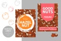 Hazelnut product Badge with text: gluten free, low glycemic index, no sugar alcohols, 0g trance fat