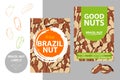 Brazil nuts labels with brush stroke elements and cartoon drawn nut texture.